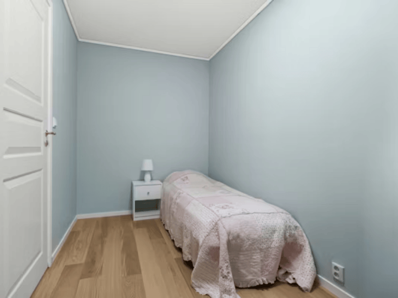 Serene bedroom interior painting - soft blue walls