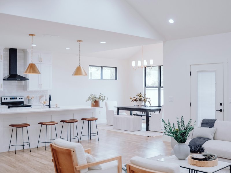 Clean bright living room in Quaker Hill home