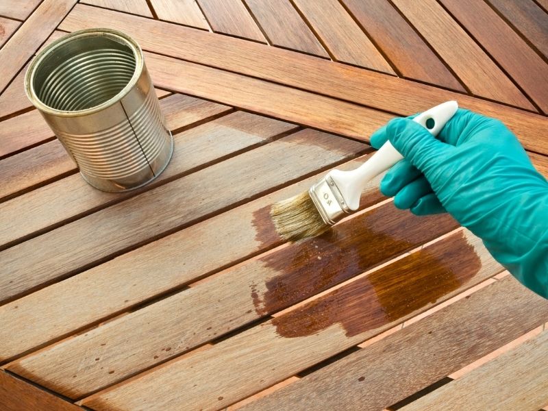 Wood staining - freshly stained deck